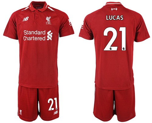 Liverpool #21 Lucas Red Home Soccer Club Jersey - Click Image to Close